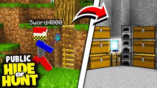 most people DON'T SEE this SECRET Minecraft Base on this Server! - Hide Or Hunt