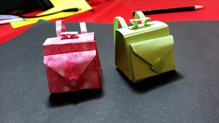 Cách gấp Balo đồ chơi từ giấy màu / Gấp cặp sách mini siêu dễ thương