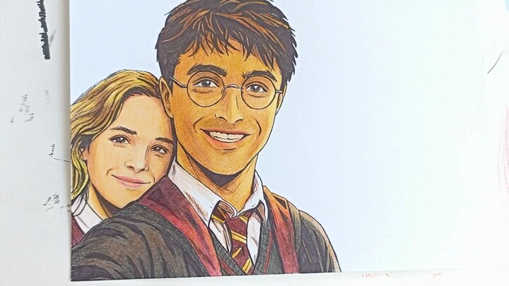 menggambar Hermione Granger dari film Harry Potter