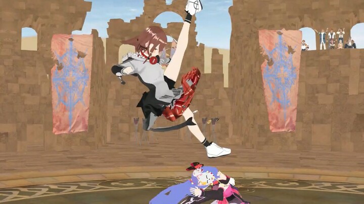 [MMD·3D]Nana7mi and Azi in an Arena Battle