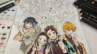 Menggambar semua karakter utama Demon Slayer dengan marker