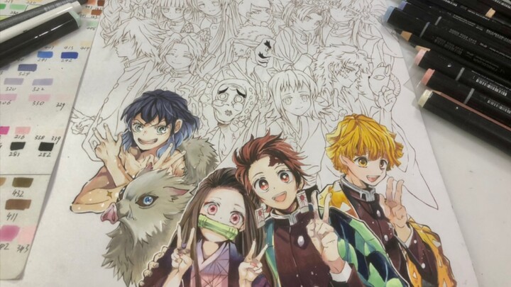 Tô màu tranh vẽ các nhân vật trong phim hoạt hình Kimetsu no Yaiba
