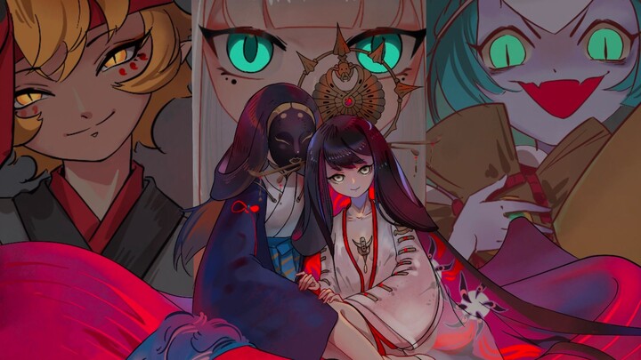 [Empty phase face aura] Hide and Seek[ Onmyoji group portrait handwriting]