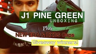 JORDAN 1 PINE GREEN UNBOXING & NEW ERA CAP /DXBS OG CAP GIVEAWAY WINNERS