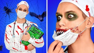 FUN SPOOKY HALLOWEEN COSTUMES IDEAS || DIY Scary Make up Hacks And Party Pranks By 123 GO! BOYS