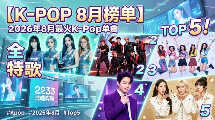 K-POP 8月榜单】2026年8月最火 K-Pop 单曲 TOP 5！哪一首神曲霸屏了你的播放列表？🔥🎧