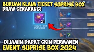 BURUAN KLAIM TIKET DRAW GRATIS EVENT SUPRISE BOX MLBB! TRIK DRAW EVENT SUPRISE BOX MLBB 2024