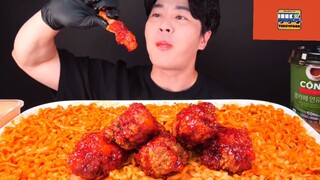 Mukbang gà cay với mì sợi phần 1 #anngon