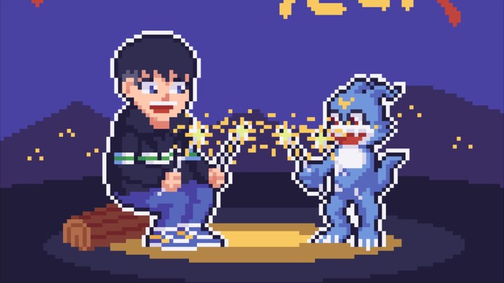 Happy New Year! Bersama Veemon dari Digimon 02 | Pixel Art Timelapse