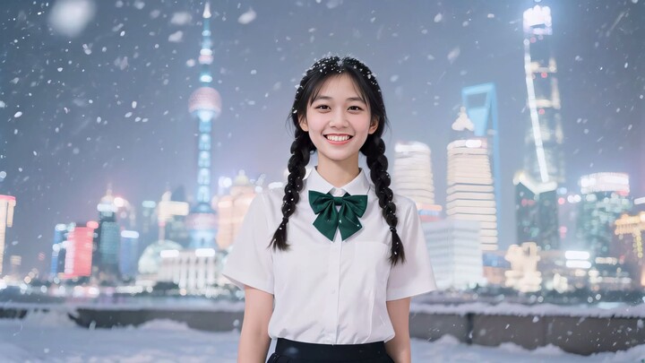 Beautiful snow scene in Shanghai