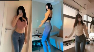 The dance of the plump girl in tight jeans!