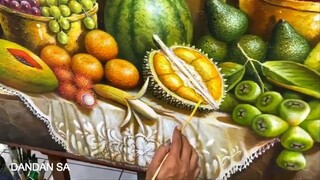 MELUKIS BUAH BUAHAN / LUKISAN BUAH APEL / MELUKIS BUAH JERUK / STILL LIFE Karya PELUKIS DANDAN SA