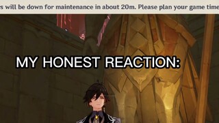 Zhongli When Maintenance is in 20 minutes (WATCH TILL THE END)