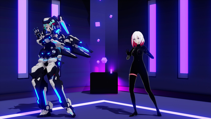 Miku shows the company's mecha to Director Topa