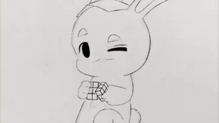 【Kelinci Itu】Lukisan kipas, kelinci yang suka makan gula batu~