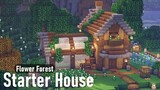 Minecraft | How to Build a Starter House with Greenhouse | Flower Forest Biome