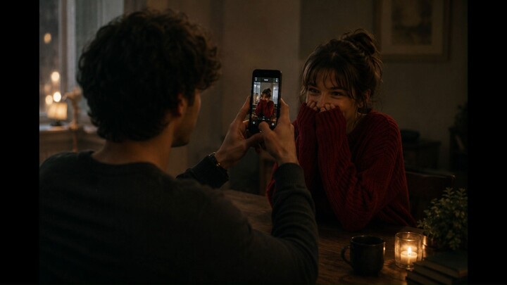 “Borrowed red sweater”