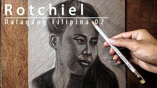 Graphite and White charcoal "Rotchiel" - Dalagang Filipina Series 02 | JK Art