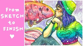 Chill | Full art process on sketchbook