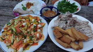 BÚN MẮM đu đủ, cà pháo thêm thịt luộc đậu miến chiên - Bin Đen Miền Tây # 320