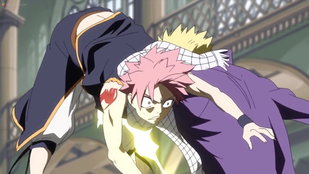 Natsu vs Laxus Full Fight - (English Sub - Ganesh N) animated gif