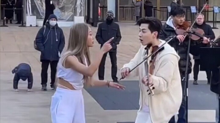 刘宪华henry 在林肯公园与街头女战士路演，街舞版BA.，放下小提琴就开始跳舞