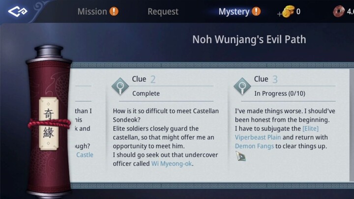 NOH WUNJANG'S EVIL PATH CLUE 1 TO 8 (COMPLETE GUIDE) / A NOBLE CAUSE MYSTERY / MIR4 GUIDE