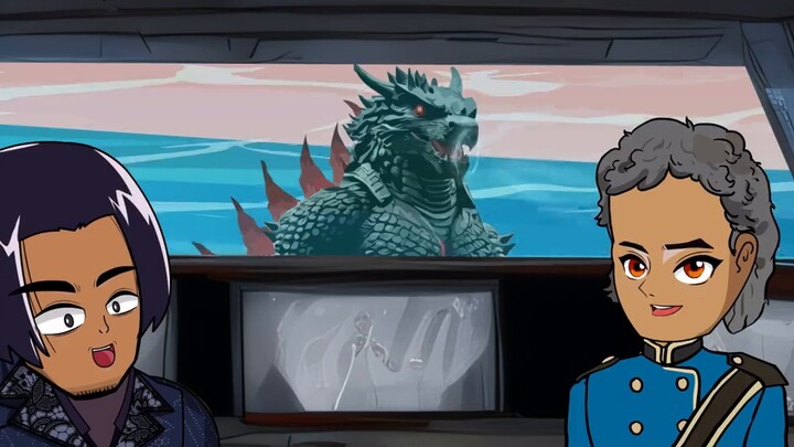 Godzilla is reborn, destroys the nuclear submarine, and moves towards the sacred mountain to encount