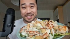 ASMR Chicken Caesar Salad - Eating Sounds