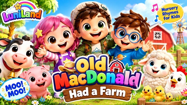 Old MacDonald Had a Farm 🐮 | Luni, Leo & Niko | Nursery Rhymes for Kids | LuniLand