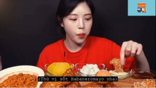 Mukbang mì cay và gà sốt #anngon