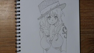 วาดรูปอนิเมะผู้หญิงสวยๆ นามิสวมหมวกฟาง One Piece