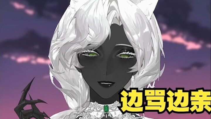Dark-skinned mother scolds and kisses