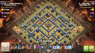 Đội hình bay tiêu diệt Hall 14 3* COC #game