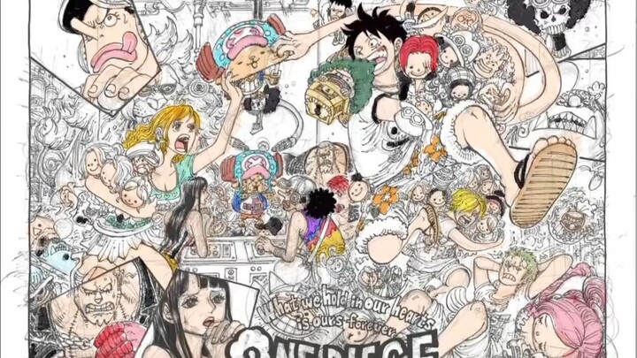 The drawing process of One Piece chapter 1161's cover color page by Eiichiro Oda has been revealed! 