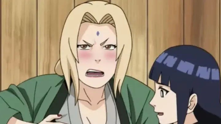 Tsunade leans on her big breasts to attend a girls' party