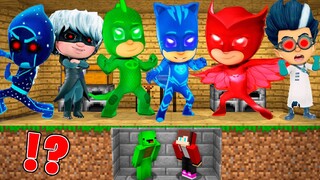 JJ and Mikey hide From Scary All PJ MASKS EXE Monsters paw patrol in Minecraft Challenge Maizen