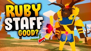 NEW* Ruby STAFF* Worth it? in Roblox Islands (Skyblock)