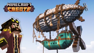 I built a PORTABLE FLYING WORKSHOP in Minecraft Create Mod!