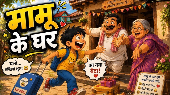 मामू के घर 😂 | Hindi Comedy Animated Short Film | Pixartoo 💙