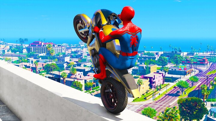 GTA 5 Spiderman Motorcycle Stunts ( Spider-Man Jumps & Fails ) - Bilibili