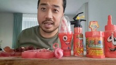 ASMR **RED FOOD** LOLLIPOPS, STRAWBERRY DIPPERS, CANDY SPRAY, GEL CANDY, WINEGUMS 🔴🔴🔴🍭🍬