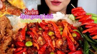 ASMR SARDEN PEDAS + AYAM GORENG KRIUK + TUMIS CABE IJO | ASMR MUKBANG INDONESIA