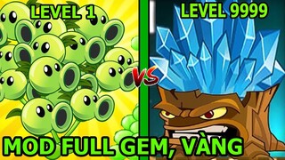 Cây Đậu Vô Hạn Đầu Và Torch Wood Lửa Xanh - Plants vs Zombies 2 MOD Full Cây M9999, Gem - Thành EJ