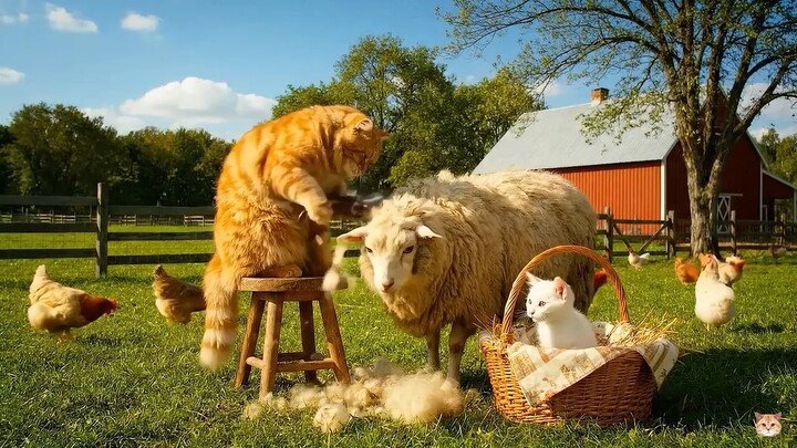 From Farm to Fireplace| Mama Cat Crafts a Tiger Hat for Her Kittens