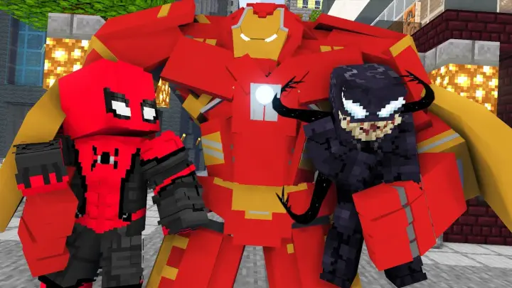 Monster School : Spider Man + Venom vs IRON MAN - Minecraft Animation