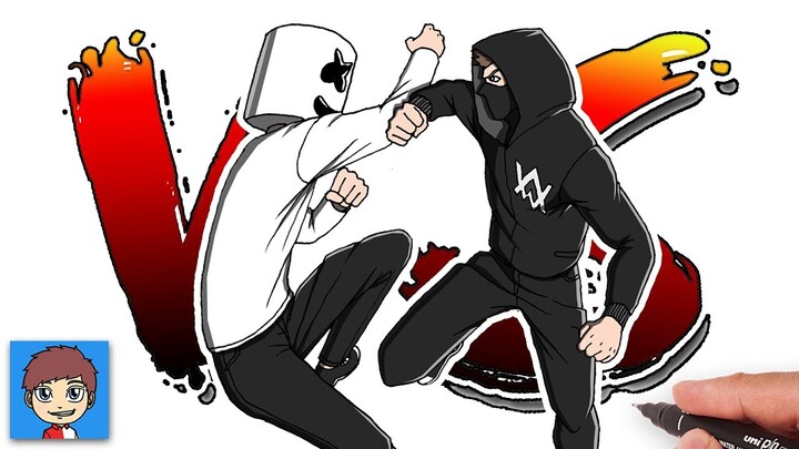 Cara Menggambar Marshmello vs Alan Walker EPIC Battle