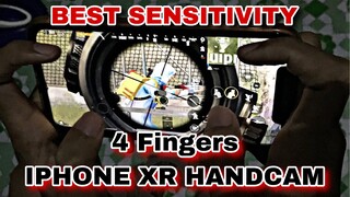 IPHONE XR HANDCAM 4FINGER GAMEPLAY AND SENSITIVITY BEST CONTROLS [PUBG MOBILE]