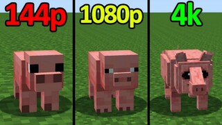 Minecraft Mobs in 144p vs 720p vs 4k || For you