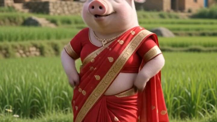 Pig dance with happy day